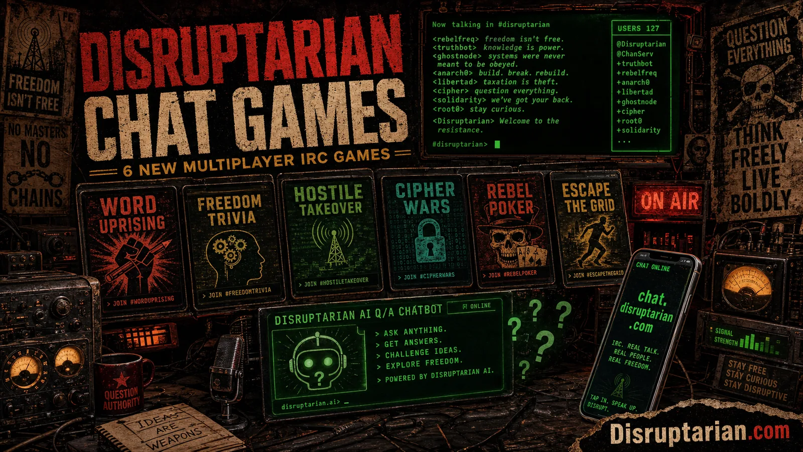 Six New Multiplayer IRC Games Launch Inside Disruptarian Chat