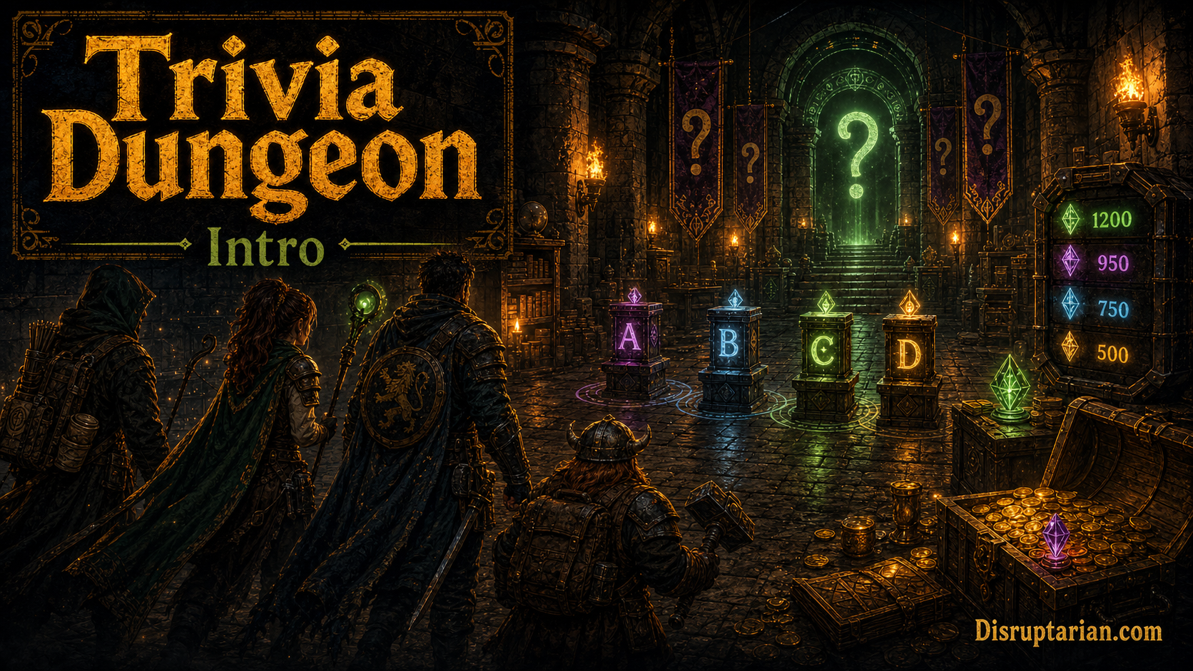Trivia Dungeon intro graphic for the Disruptarian chat game