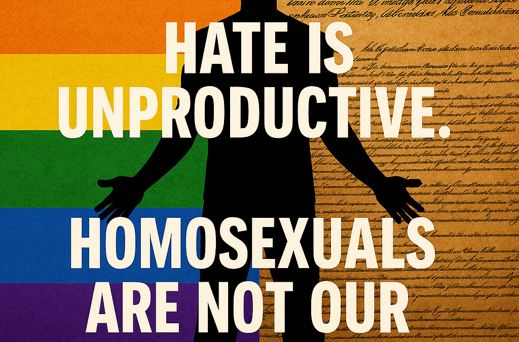 Hate is unproductive homosexuals are not our enemy