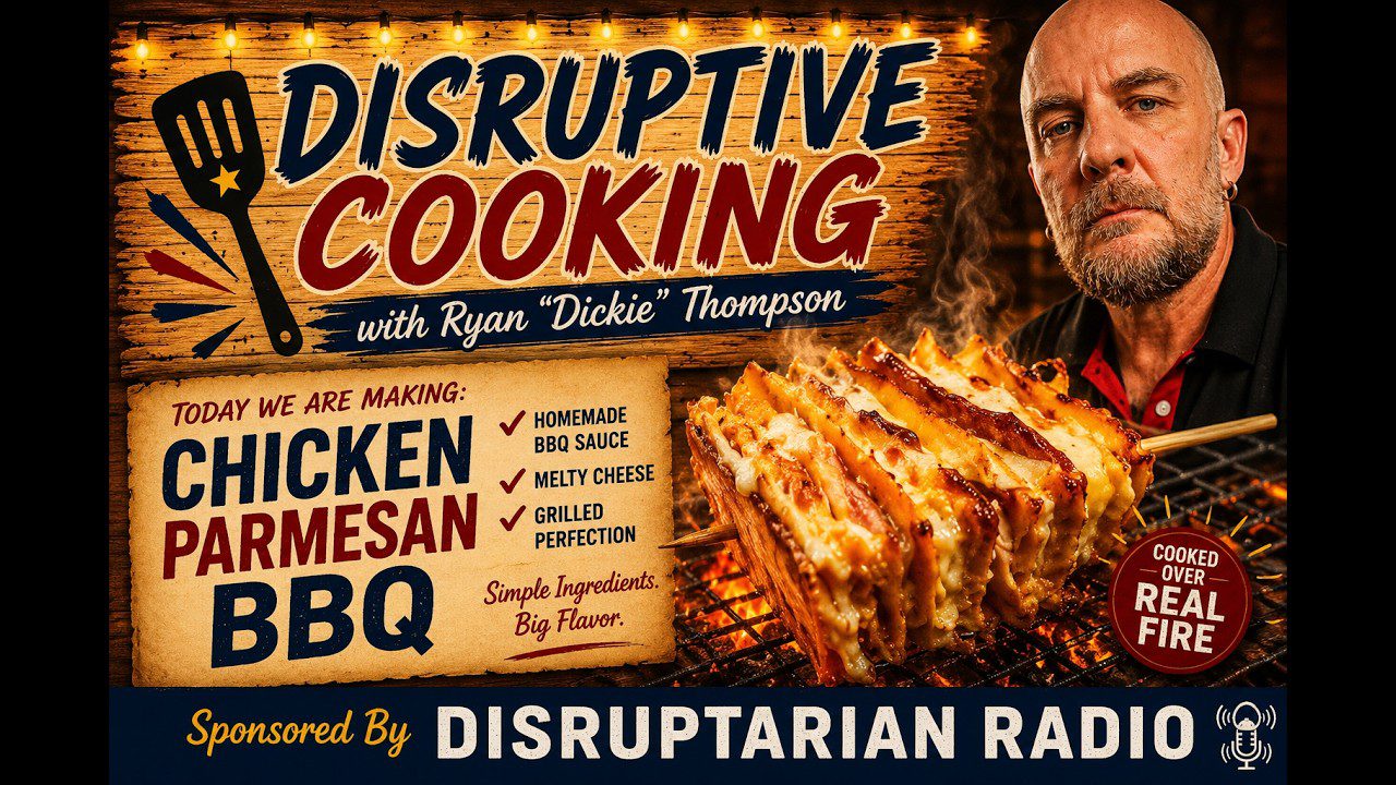 Disruptarian Radio Chicken Parmesan BBQ Tortilla Melt: Disruptive Cooking Without the Pasta
