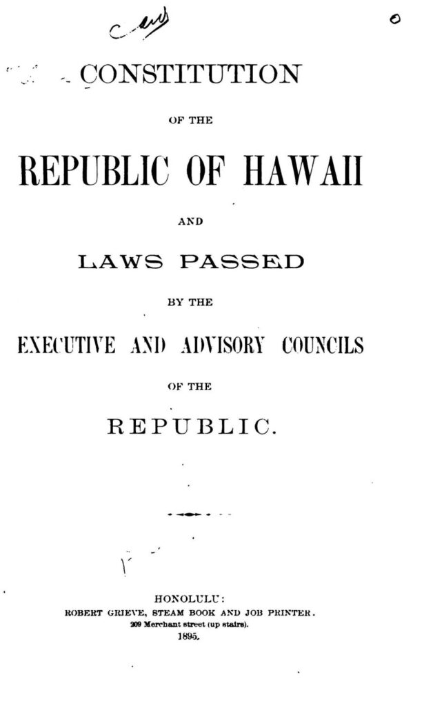 Constitution of the Republic of Hawaii