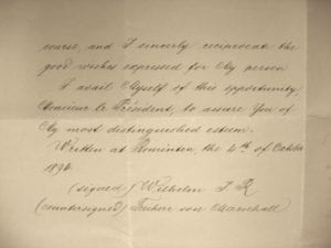 English translation of Kaiser Wilhelm’s letter