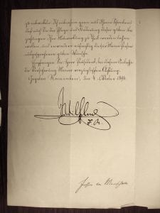 Recognition of the Republic of Hawaii – Germany Original letter signed by Kaiser Wilhelm