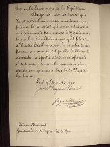 Recognition of the Republic of Hawaii – Guatemala Spanish Accompany Letters 1