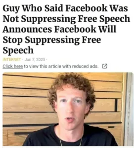 Mark Zuckerberg Announces an End to Facebook Censorship